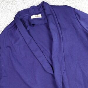 Hybrid & Company Navy Open Front Ruched Sleeve Sharkbite Cardigan Plus 3X